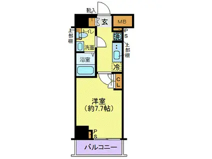 ジェノヴィア東日本橋駅前グリーンヴェール(1K/4階)の間取り写真