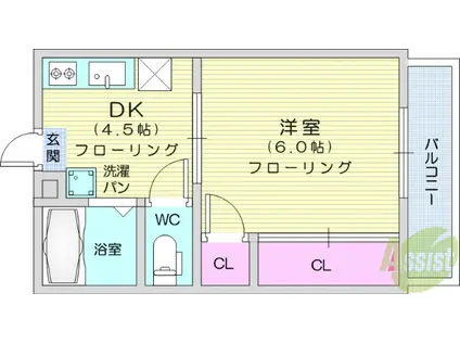 仲ノ瀬ハイム(1DK/1階)の間取り写真