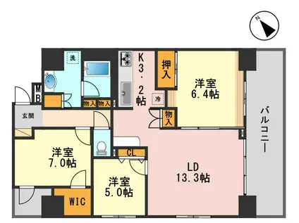 セザールガーデン瑞江(3LDK/6階)の間取り写真