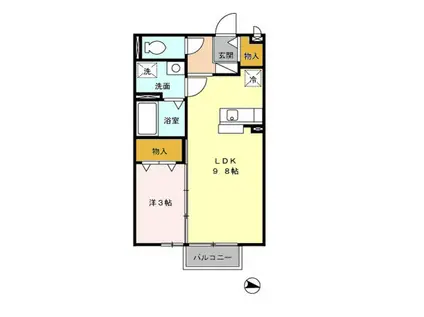 アルマンド上峰(1LDK/2階)の間取り写真