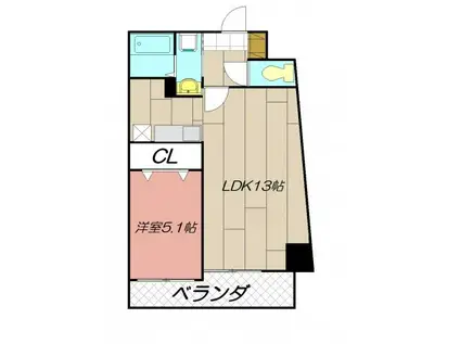 THE SQUARE・SUITE RESIDENCE(1LDK/3階)の間取り写真