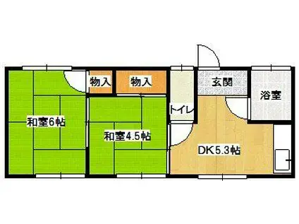 足達アパート(2DK/1階)の間取り写真