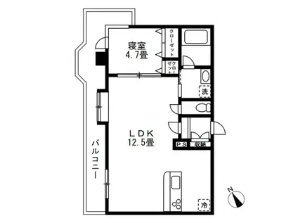 キャニオンマンション目黒(1LDK/4階)の間取り写真