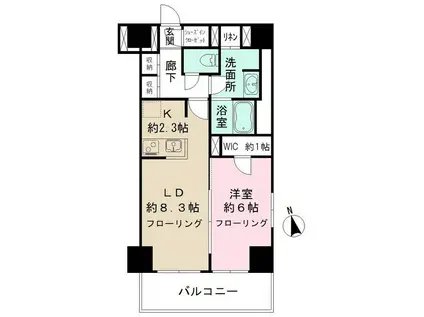 カメリアコート 新宿(1LDK/5階)の間取り写真