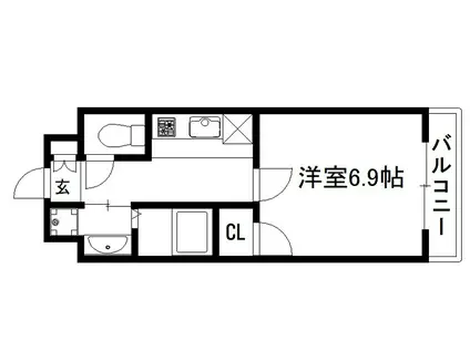 プラシード京都(1K/8階)の間取り写真