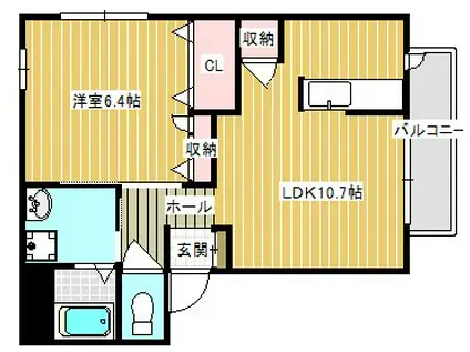 リベルテ(1LDK/2階)の間取り写真