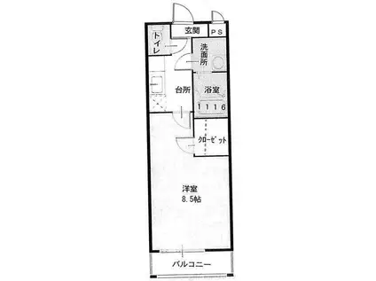 フジパレス吹田ウエストIII番館(1K/3階)の間取り写真