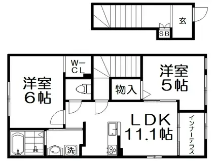長尾元町6丁目アパート(2LDK/2階)の間取り写真