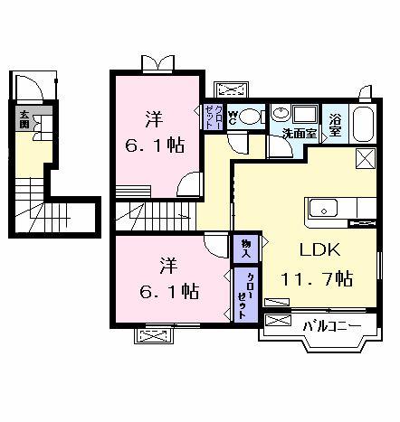 パークサイド横井(2LDK/2階)の間取り写真
