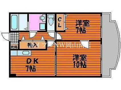 アークハイツ鹿田(2DK/8階)の間取り写真