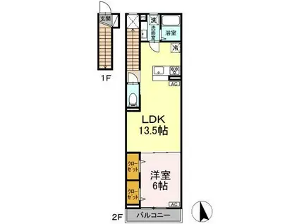 グラナーデ成城学園前B(1LDK/2階)の間取り写真