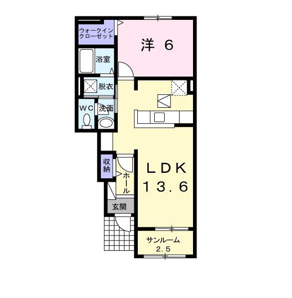 サンビトレスIII(1LDK/1階)の間取り写真