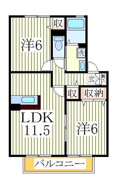 ヴィラ・エスペランサA棟(2LDK/1階)の間取り写真