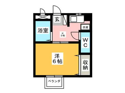 スパシオ川原 I(1K/1階)の間取り写真