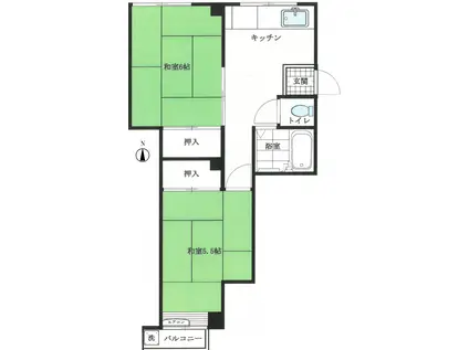 さとうコーポ(2K/2階)の間取り写真