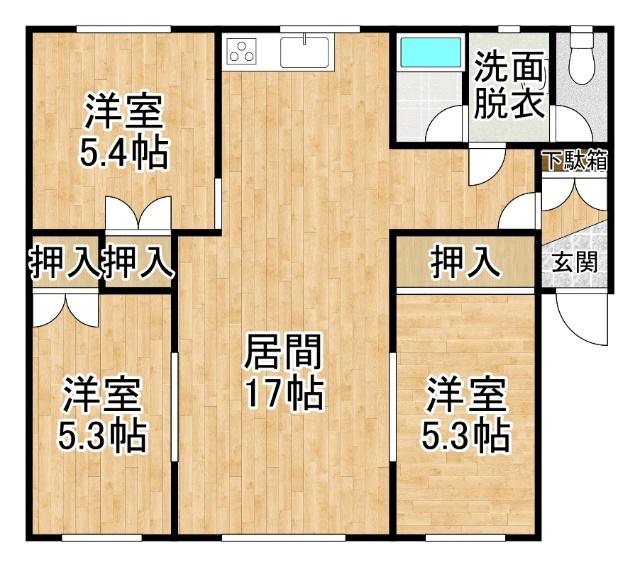 エステート48A(3LDK/2階)の間取り写真