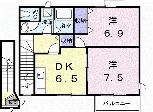 セナングA(2DK/2階)の間取り写真