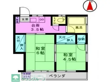 ひぐち荘(2K/2階)の間取り写真