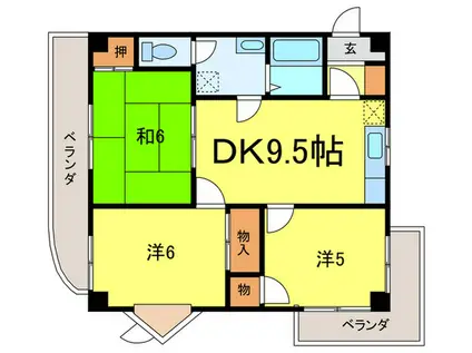 グリーンライフ北夙川PARTI(3DK/2階)の間取り写真