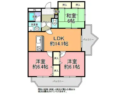 キャトルセゾン・フロール(3LDK/2階)の間取り写真