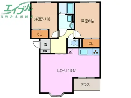 グレイスエルメゾン II(2LDK/1階)の間取り写真