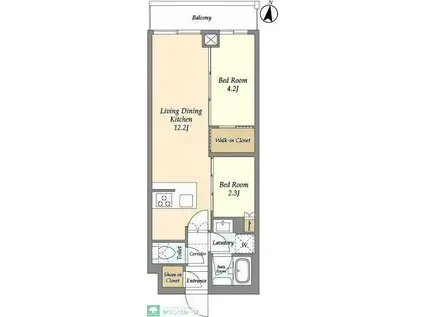 アジールコート練馬中村橋(2LDK/2階)の間取り写真