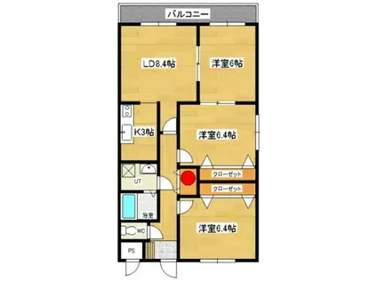 フェイマスKITAMI1番館(3LDK/7階)の間取り写真