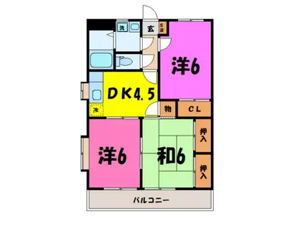 ラフェスタ深谷(3DK/2階)の間取り写真