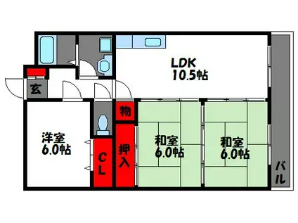 エクセレント塩浜II(3LDK/5階)の間取り写真
