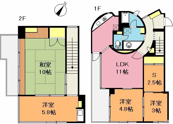 レヂオンマンション(4SLDK/2階)の間取り写真