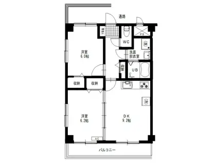 サニーガーデンII号館(2DK/1階)の間取り写真