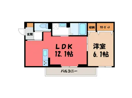 オペラハウス小舞木(1LDK/1階)の間取り写真