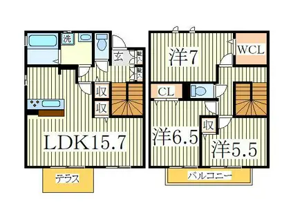 アドリア(3LDK/1階)の間取り写真