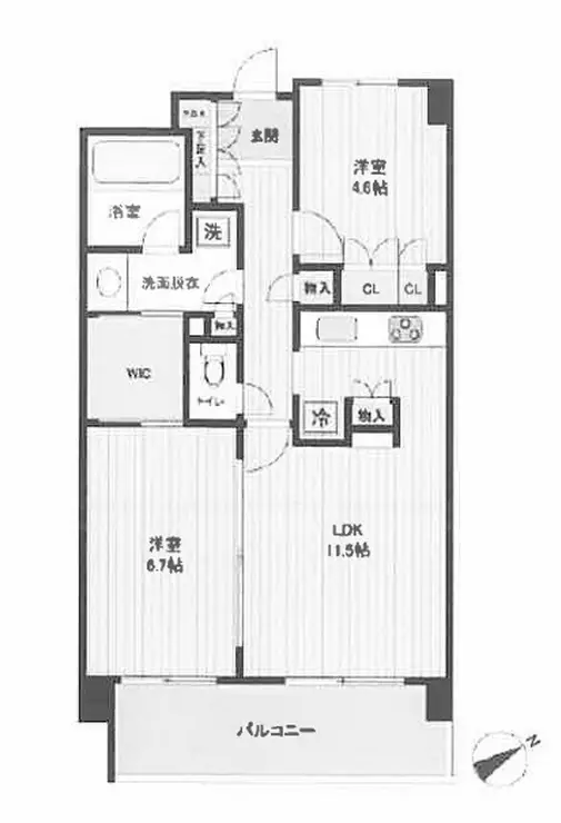 HF若林公園レジデンス 2階階 間取り