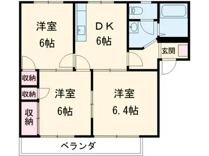 ドミール・エージェント(3DK/1階)の間取り写真