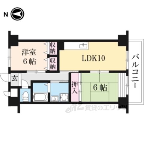 イスターナ吉祥院(2LDK/4階)の間取り写真