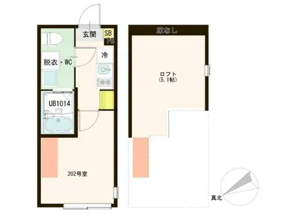 パインリーフ(1K/1階)の間取り写真