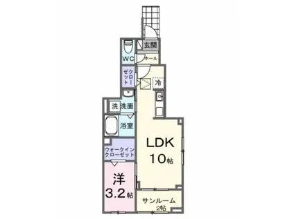 東武東上線 森林公園駅(埼玉) 徒歩20分 3階建 築1年(1LDK/1階)の間取り写真
