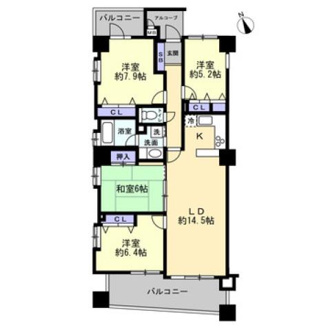 クレヴィータ上通(4LDK/3階)の間取り写真