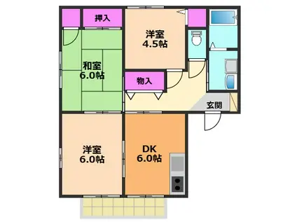 ADISHIO(3DK/2階)の間取り写真