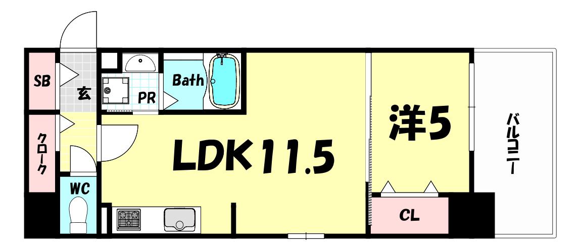 神戸HARBOESIDE 萬利RESIDENCE(1LDK/5階)の間取り写真