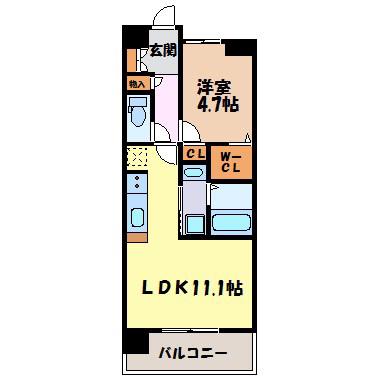 グランレコルト(1LDK/4階)の間取り写真