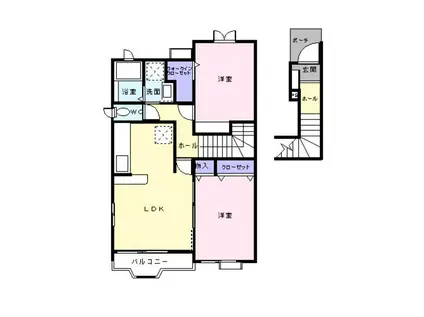 メロウ・グローブA棟(2LDK/2階)の間取り写真