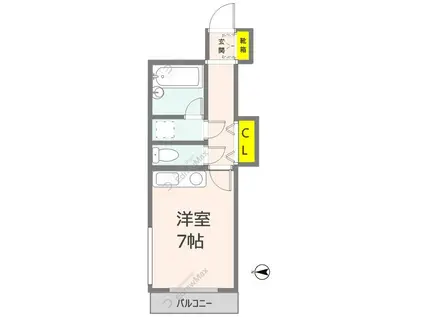 ライオンズマンション熊本中央(1K/7階)の間取り写真