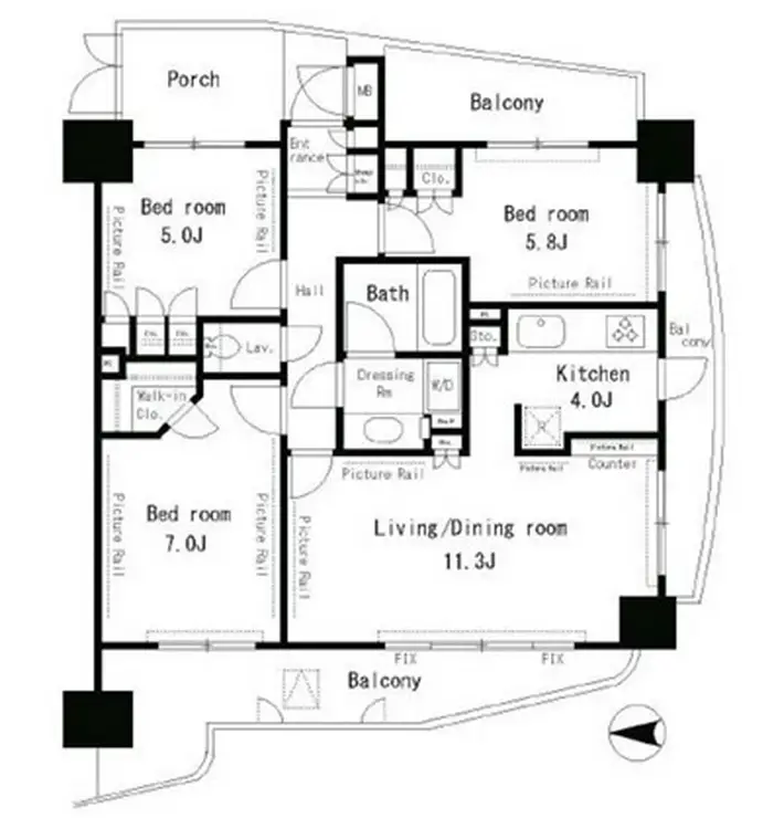 パークアクシス四谷ステージ 8階階 間取り