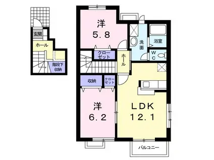 スワンB(2LDK/2階)の間取り写真