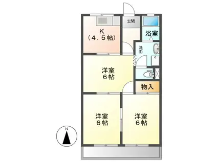 ジードルング山手(3K/4階)の間取り写真