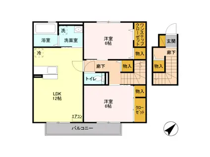 ドエルK(2LDK/2階)の間取り写真