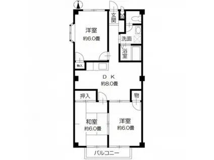 フォブール藤田I(3DK/1階)の間取り写真