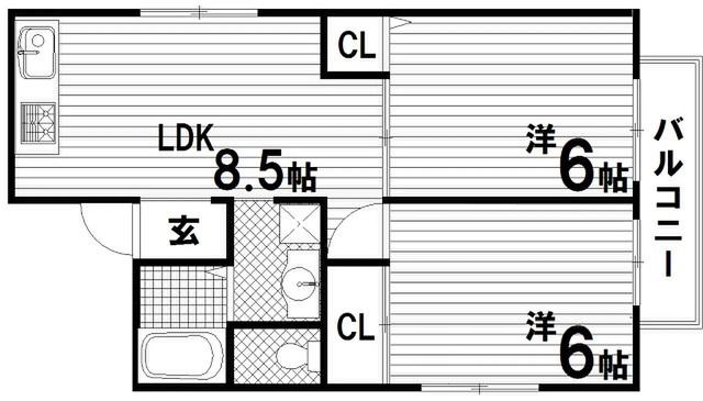 ティーズ潮見台(2LDK/1階)の間取り写真